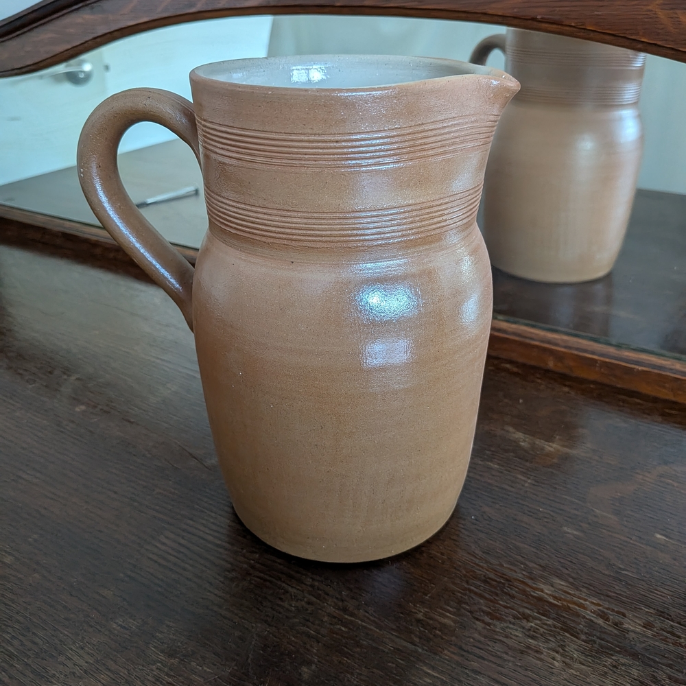 French Gres du Berry Fait Main Provençal Brown Stoneware Jug